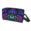 Sacs À Cosmétiques Voyage Papillons Mexicains Et Motif De Fleurs Trousse De Toilette Mignon Otomi Broderie Art Maquillage Organisateur De Stockage Dopp Kit Cas