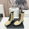 2023 Latest Women's Boots Low Heel Square Head Lace up Zipper Plaid Leather Face Formal Casual Banquet Work Matching Size 36-41 Box