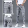 Men's Jeans Fashionable Luxury Gray Solid Denim Pants Slim Fit Tretch Drsigner Skinny For Summer Casual Wear