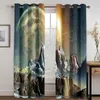 Curtain 3D Print Night Starry Sky Earth Stars Milky Way Moon 2 Pieces Thin Window For Living Room Bedroom Decor