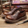 Geklede Schoenen Moderne Britse Stijl Dikke Bodem 5 Cm Casual Zacht Leer Oxfords Man Grote Kop Verhoogde Wedge Flatforms 230801