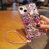 Mobiele Telefoon Gevallen 3D Vlinder Bling Rose Diamond Chain Telefoon Case Voor iphone 14 12 Pro Max MiNi 11 13 Pro X XS XR 6 S 7 8 Plus 12Pro SE Cover L230731