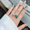 Cluster Rings 2023 Fashion Vintage Square Cut Emerald Resizable Sterling 925 Silver Women Luxury Bankett Wedding Trendy Jewelry Gift