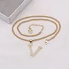 20Style Luxury Designer Brand Double Letter Necklaces Chain 18K Gold Plated Diamond Sweater Newklace for Women Wedding Jewerlry Accessories