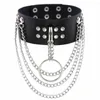 Choker Goth Cosplay Bound Neck Кожаное ожерелье для женщин, связывающих сексуальные ключицы из нержавеющей стали ночной клуб.