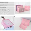 Malas de viagem Entrega gratuita Conjunto de cubos de embalagem de malas Acessórios de viagem 6 pçs / Bag Manager Pink Cosmetic
