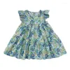 Девушка платья летними девочками платье цветочные рукава рукава хлопковая детская одежда простая малыша принцесса дети