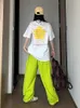 Kvinnor S Pants S Deeptown Y2K Green Parachute Women Overdimensionerad koreansk stil Wide Leg Trausers Streetwear Harajuku Hip Hop Sweatpants 230801