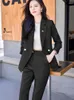 Kvinnors tvåbitar byxor High End Office Professional Blazer 2-stycke Set Autumn Solid Fashion Female Jacket Business Pusa Plus Size Plus Size Plus Size