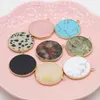 Kolye Kolyeleri 31x36mm Doğal Mücevher Taş Disk Şekiş Gül Pembe Kuvars Dalmatian Jasper Takı için Takılar Yapma DIY Kolye Aksesuar