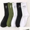 Chaussettes Hommes Mticolor Mode Ef Designer Hommes Femmes Hommes Haute Qualité Coton All-Match Classique Respirant Mélange Football Basketball Dhkqm