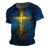 Men's T Shirts Summer Cross 3D Printing T-shirt Graffiti Colorful Fashion Short Sleeve Top Daily Street Social Clothing 2023 Ca