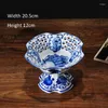 Plates Chinese Blue And White Porcelain Fruit Plate Hollow Out High Foot Basket Living Room Decor Home Underglaze Color