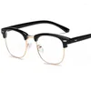 Sonnenbrille B89 Anti Blue Light Square Metall Brillengestell für Herren Casual Business Schwarze Augenbrauen Halbe Damenaugen