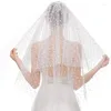 Veli da sposa Due strati Matrimonio per la sposa Velo corto con stelle in pizzo con pettine Copricapo chic pronto da indossare