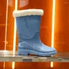 Boots Shoes Women Rain Fur Sock Winter Warm Water Waterproof 2023 Fashion Ankle Rainboots