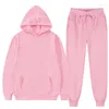 Kvinnors tvåbitar byxor Autumn Solid Color Set Women Fashion Hoodies Casual Jogger Suit Tracksuit Sweatshirt Pullover för män och