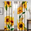 Curtain Yellow Rustic Sunflower Farmhouse Vintage 2 Pieces Thin Curtains For Living Room Bedroom Window Drape Decor