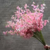 الزهور الزخرفية 5pcs زهرة الاصطناعية phalaenopsis الرقص السحلية الأصفر oncidium الحرير الحرير باقات الزفاف المنزل الزفاف