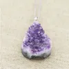 Pendant Necklaces Products High Quality Natural Stone Raw Ore Water Drop Amethyst Pendants Crystal Necklace Charms Jewelry Making