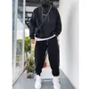 Erkek Hoodies Bahar Erkekler Setleri Gençlik Sıradan Sweatshirts Jogger Suit Gevşek çift fermuarlı elastik bel giysisi Stand Yaka Krop