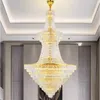 American Gold Crystal Chandeliers Lights Fixture Stora lång lyxkrona