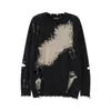 Erkek Sweaters Güz 2023 Retro Street Giyim Tembel Stil Boya Pin Dekorasyon Openwork Tasarım Sense Büyük Boy Sike Külot Kazak Sweater
