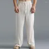 Pantalon Homme 2023 Large Loose Casual Linen Respirant Cargo