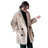 여자 모피 패션 모방 양고기 벨벳 코트 중간 길이 2023 겨울 재킷 올인원 곡물 두꺼운 가짜
