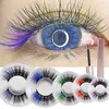 False Eyelashes 5 Pairs Colorful Magnetic Eye Lashes with Magnets Tweezers and Waterproof Liquid Eyeliner Set Laser Bag Fake Mink Lash 230801