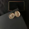 18K Gold Plated Double Letters Stud Brass Earring Geometric Luxury Desinger Women Pearl Wedding Party Jewerlry Accessories