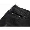 Pantalones vaqueros para hombre AM Ripped Skinny Black Slim Fit Hole Pencil Pants Casual Biker Streetwear Pantalones de mezclilla de alta calidad