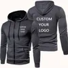 Herenjassen Doe-het-zelf herenhoodies met capuchon Bedrukking zoals Po of logo Eigen ontwerp Aangepaste jas Outdoor Sweatshirt met lange mouwen en rits