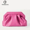 Bolsas de noite designer bolsa de embreagem bolsa de couro de couro pu women rosa bolinho rosa bolsa de travesseiro ruched bolsa de tendência 230802