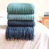 掛け布団セットInya Navy All All Throw Blanket for Couch Sofa Bed Docorative Tassels Soft Lightweight Cozy Texturedブランケット230801