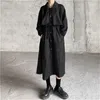 Kvinnors dike rockar medellängd vindbrytare svart casual fransk retro lös temperament bälte liten jacka
