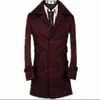 Men's Trench Coats Autumn Designer Slim Short Coat Men Overcoat Long Sleeve Mens Clothing Business Medium-long Outerwear Black Wine Red