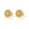 Boucles d'oreilles Aide 925 en argent Sterling mignon libellule en émail bleu pour les femmes petite couronne marguerite tournesol Cartilage Piercing goujons