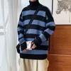 Kobiety swetry jesień/zima męski sweter gęsty hedging pasiaste pullover koreańskie preppy luźne modne strej streetwear