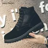 Sapatos masculinos populares de salto alto de veludo retrô botas curtas para caminhadas cortadas no inverno Z230802