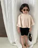 Koszule dla dzieci jelenie Jonmi 2023 Summer Korean Style Baby Girls Ruffles Cape Solid Kolor Dzieci Cloak Cute Blouese 230802