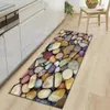 Mattor 3D Pebble Stone Printed Kitchen Mat Hall Bedroom vardagsrum Dekor mattan mjuk icke-halk lång strip ingång dörrormat matta R230802