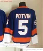 Film Vintage Hokey 5 Denis Potvin Forma CCM Nakış 9 Clark Gillies 19 Bryan Trottier 22 Mike Bossy Jersey Blue Orange White