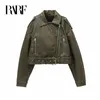 女性SジャケットRARF2023スタイル洗浄された革のジャケットベルトショートコートダウングレードジッパーとビンテージラペル230801