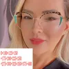 Sunglasses 2023 Brand Design Cat Eye Anti Blue Light Reading Glasses Womens Oversized Eyestrain Computer Readers Fashion Eyeglasses FML