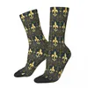 Herrstrumpor Gold Desgin Fleur de Lis Sock Men Kvinnor Polyester Strumpor Anpassningsbara roliga