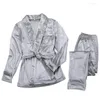 Vêtements de nuit pour femmes gris velours pyjamas chaud à manches longues maison costume pour femmes deux pièces ensemble épais nuit ensembles automne femme