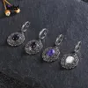 Stud 925 Sterling Silver Moonstone Drop örhängen för kvinnor Oval Amethyst Charoite Earring Party Wedding Present Jewelry Blue Sandstone 230801