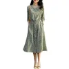 Casual Dresses Small Floral Silk Dress Summer 2023 Women's Wear Sleeves With Round Neck Mulberry Midi Long For Women