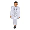 Vêtements ethniques HD Tradition Africaine Vêtements Pour Enfants Garçons Blanc À Manches Longues Tops Broderie Dashiki Robe Chemise Pantalon Ramadan Trads Wears